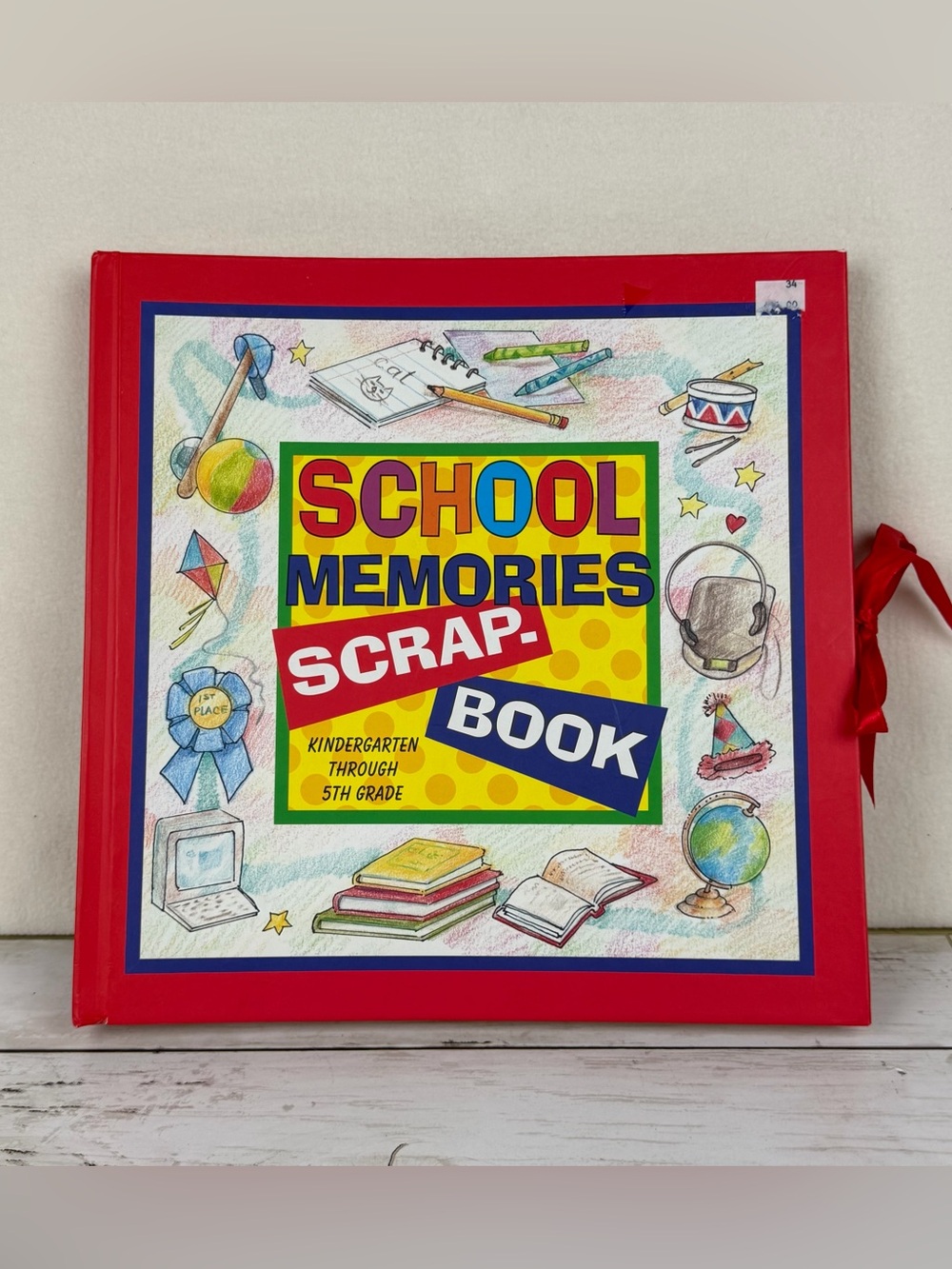 School Memories Scrapbook Keepsake Kindergarten - Fifth Grade Album w Pockets
